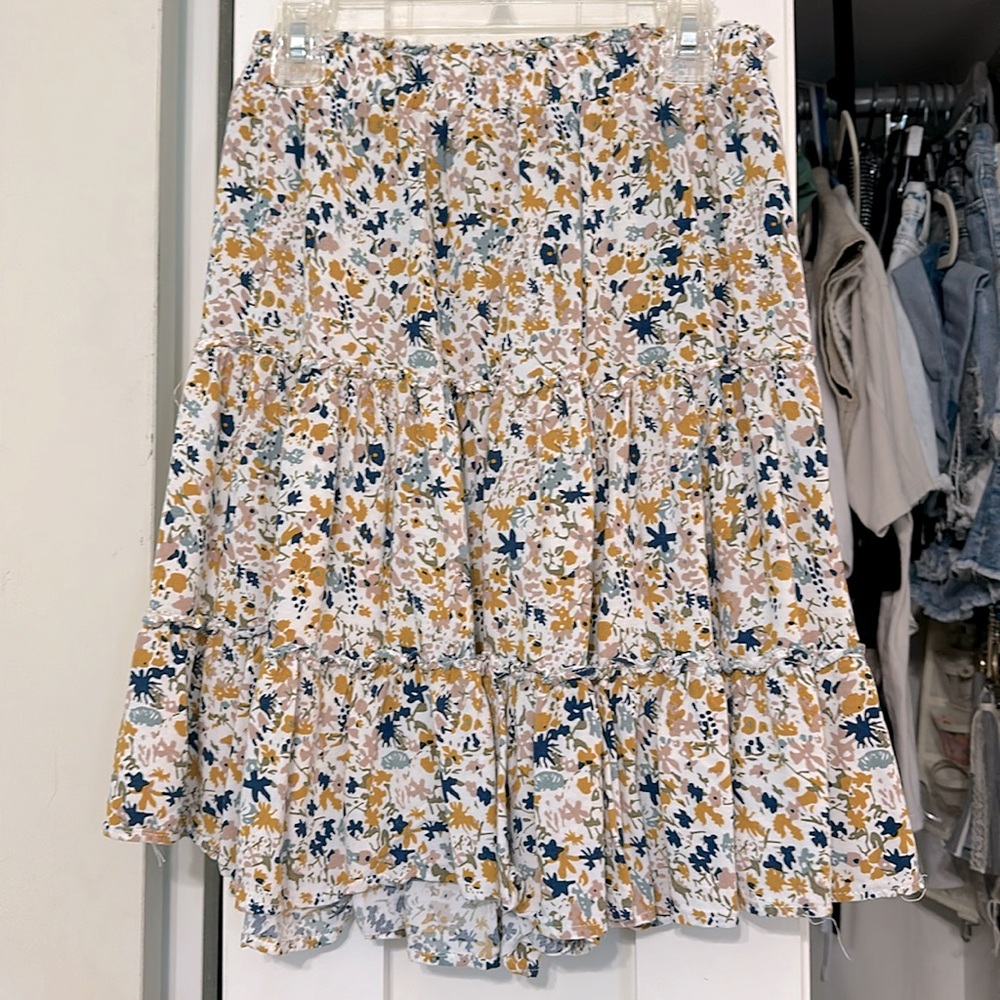 Floral high waisted mini skirt